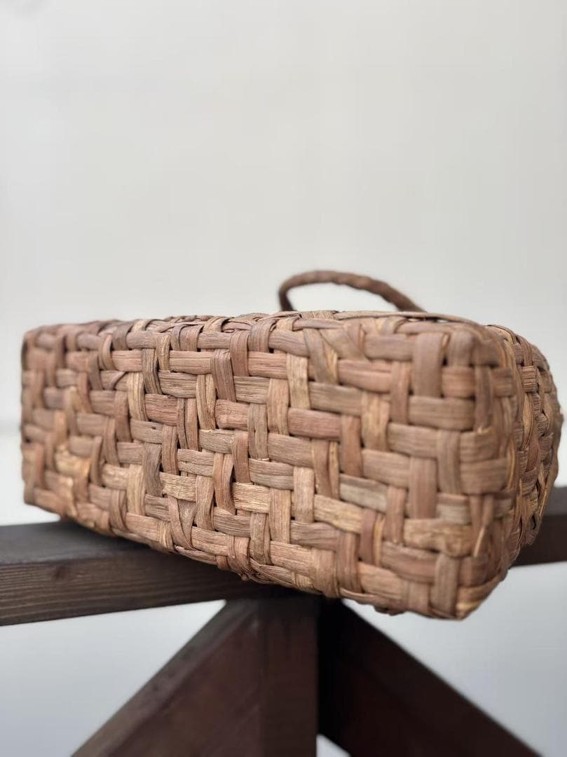 国産山葡萄 山葡萄かごバッグ 手作り 乱れ編み・花編み 内布あり 和服バッグ