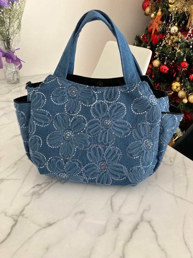 953 大きめデニムリメイクバック　ハンドメイド