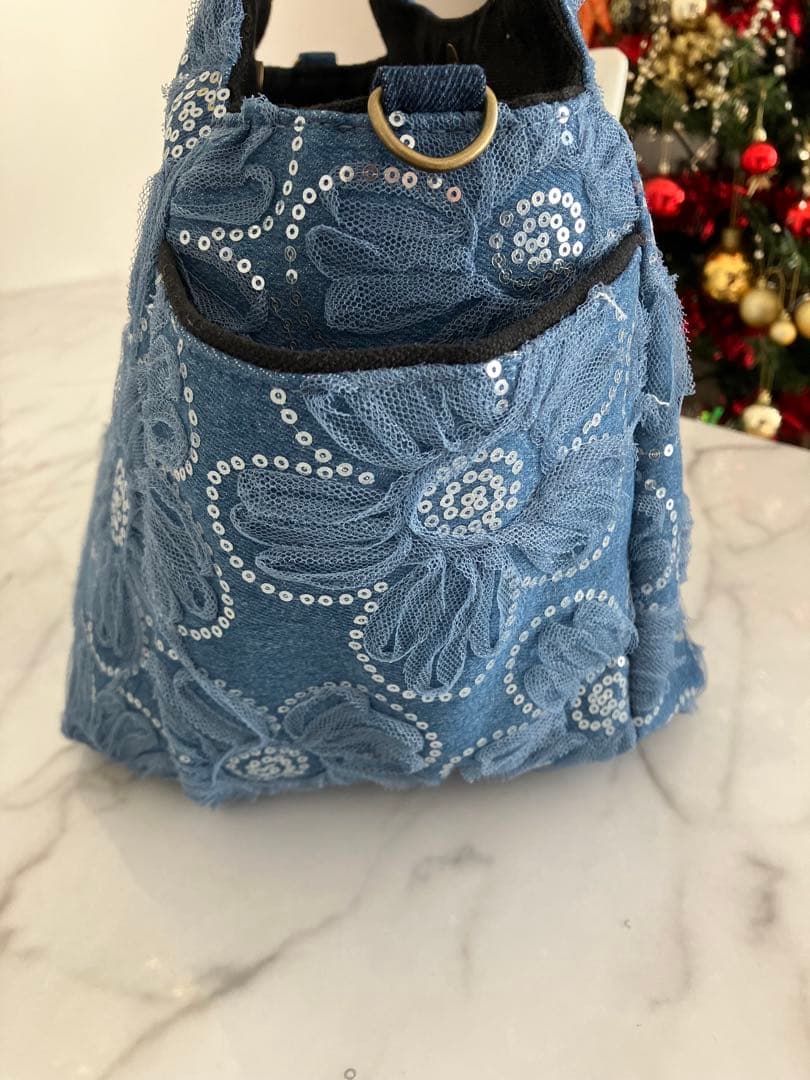 953 大きめデニムリメイクバック　ハンドメイド