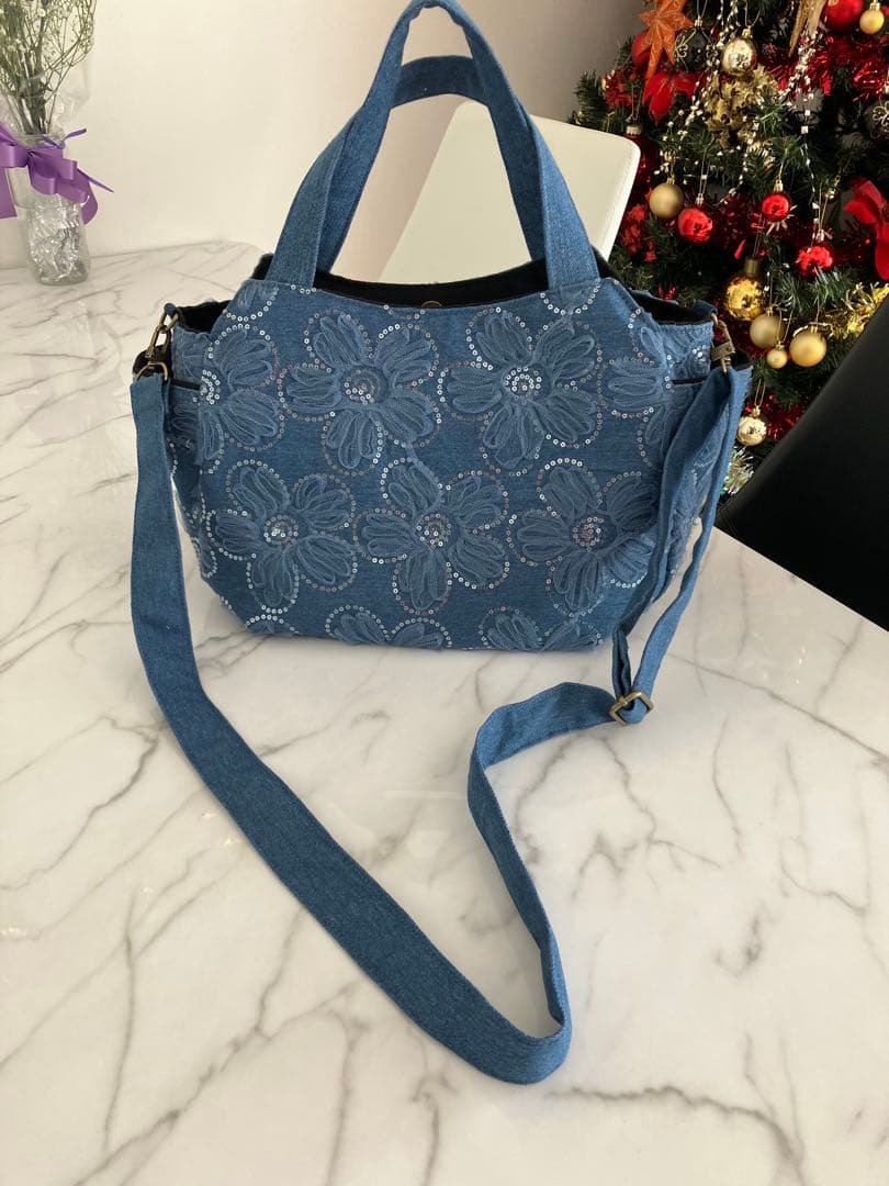 953 大きめデニムリメイクバック　ハンドメイド