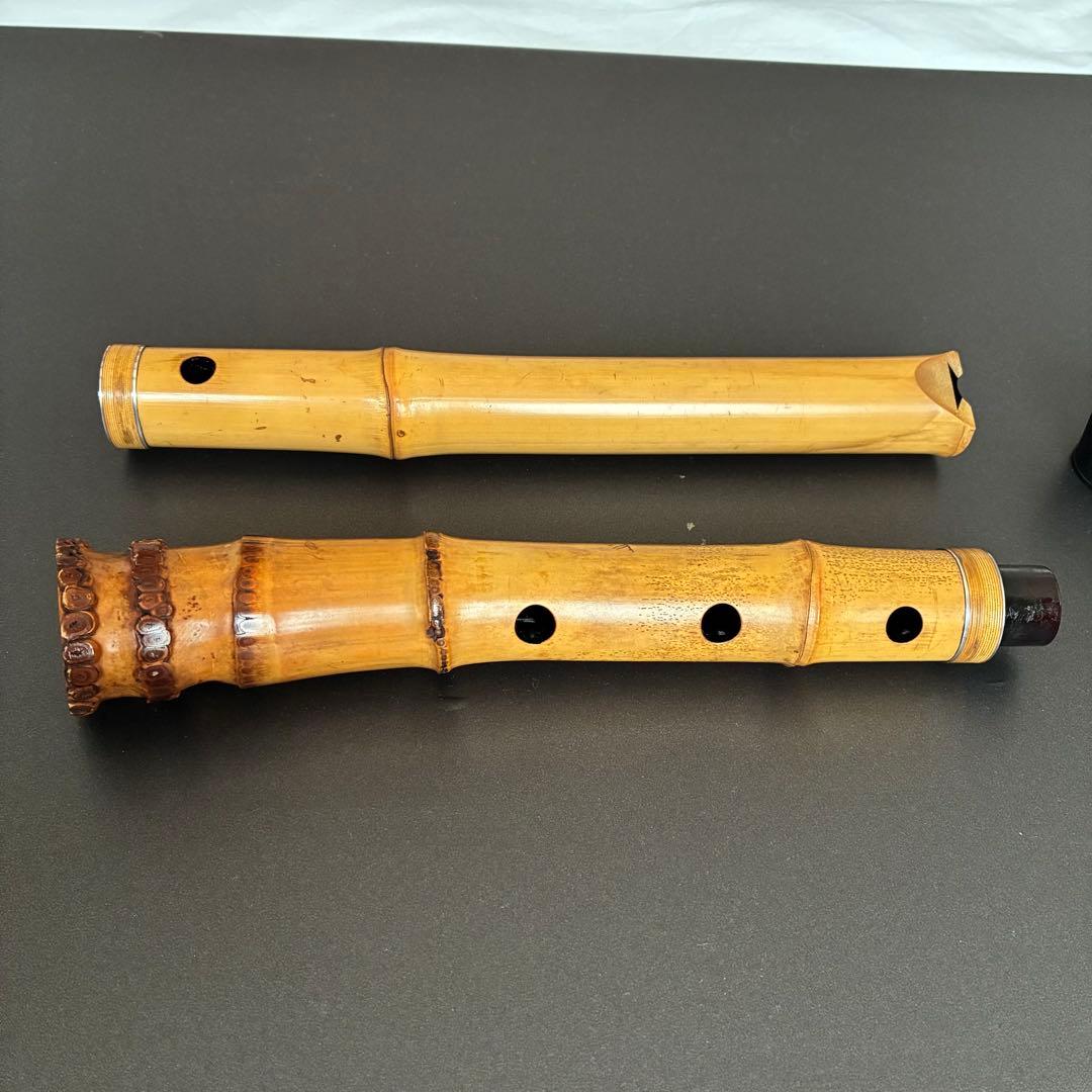 尺八　仙山銘　1尺８寸　銀三線藤巻き　２印の高級管