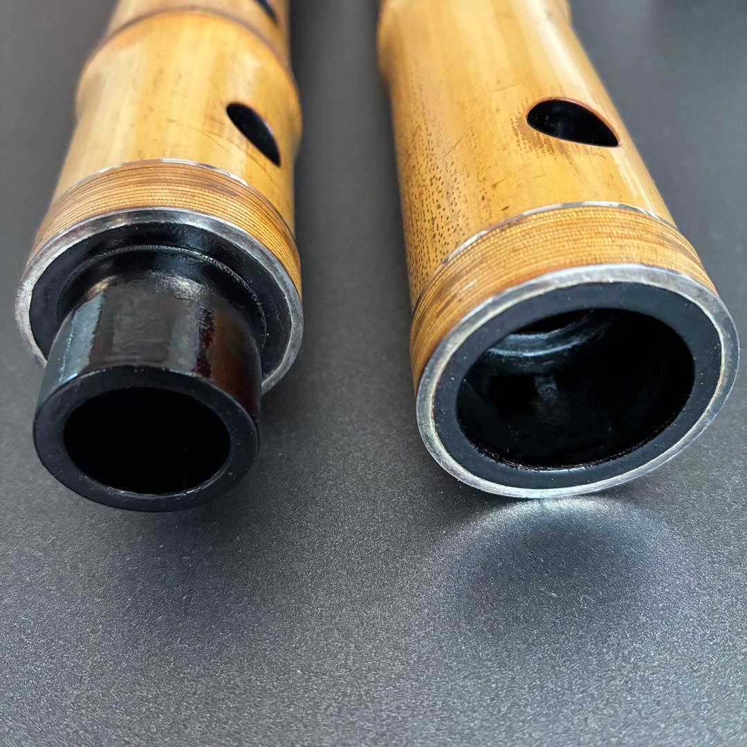 尺八　仙山銘　1尺８寸　銀三線藤巻き　２印の高級管