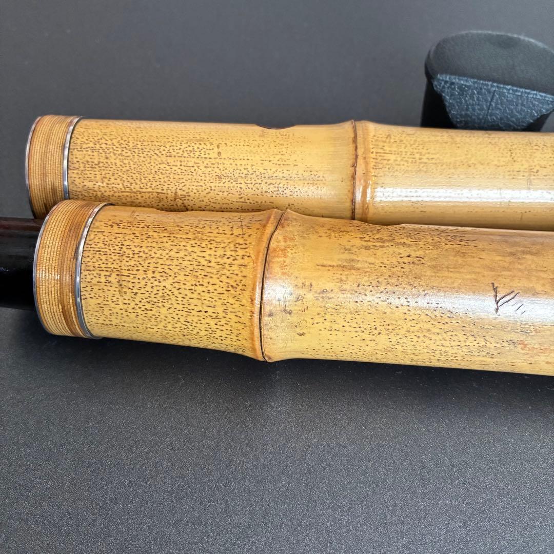 尺八　仙山銘　1尺８寸　銀三線藤巻き　２印の高級管