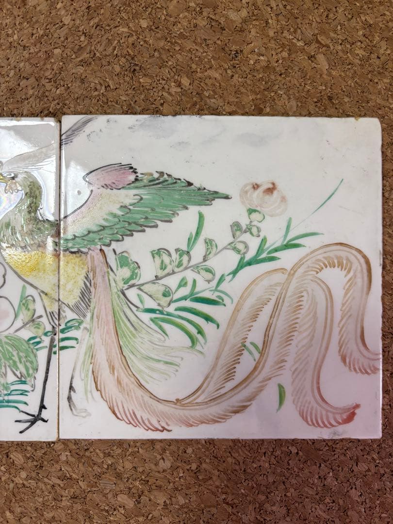 マジョリカタイル　ハンドペイント　鳳凰