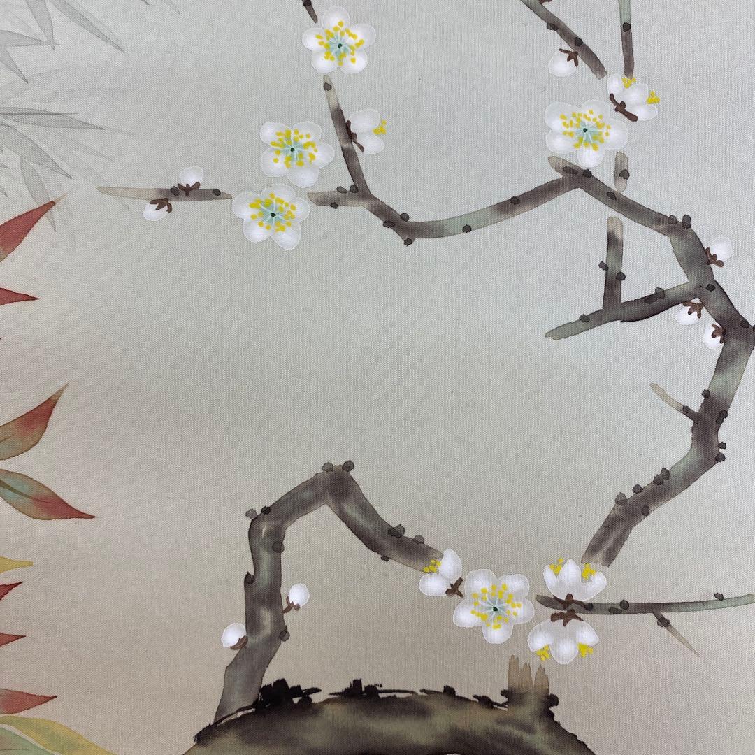 美品 掛け軸 金子華春作 四季花図 共箱 牡丹 美術年鑑掲載