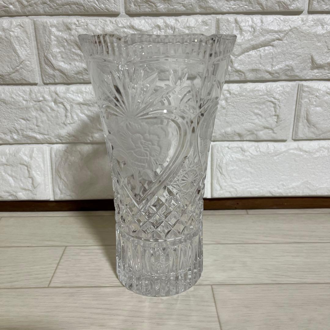 HOYACRYSTAL クリスタル花瓶　クリスタル　花瓶　フラワーベース　切り子