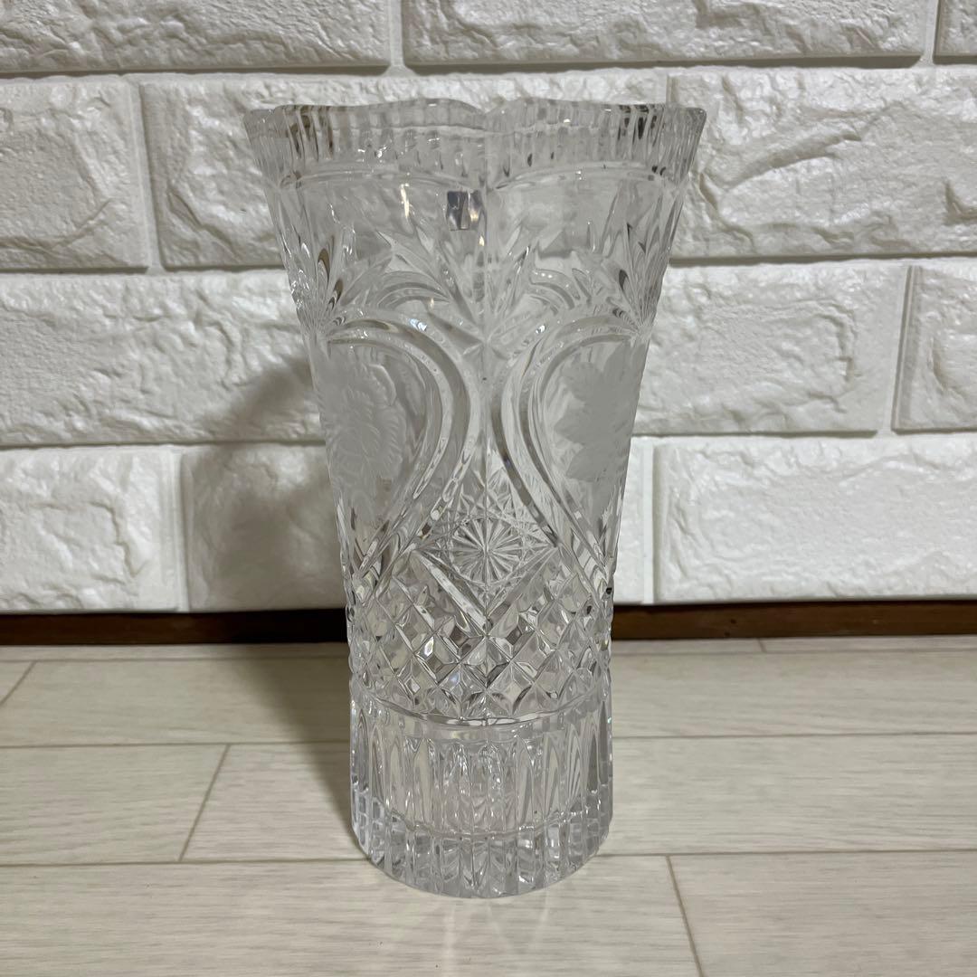 HOYACRYSTAL クリスタル花瓶　クリスタル　花瓶　フラワーベース　切り子