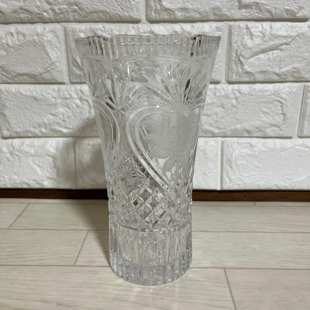 HOYACRYSTAL クリスタル花瓶　クリスタル　花瓶　フラワーベース　切り子