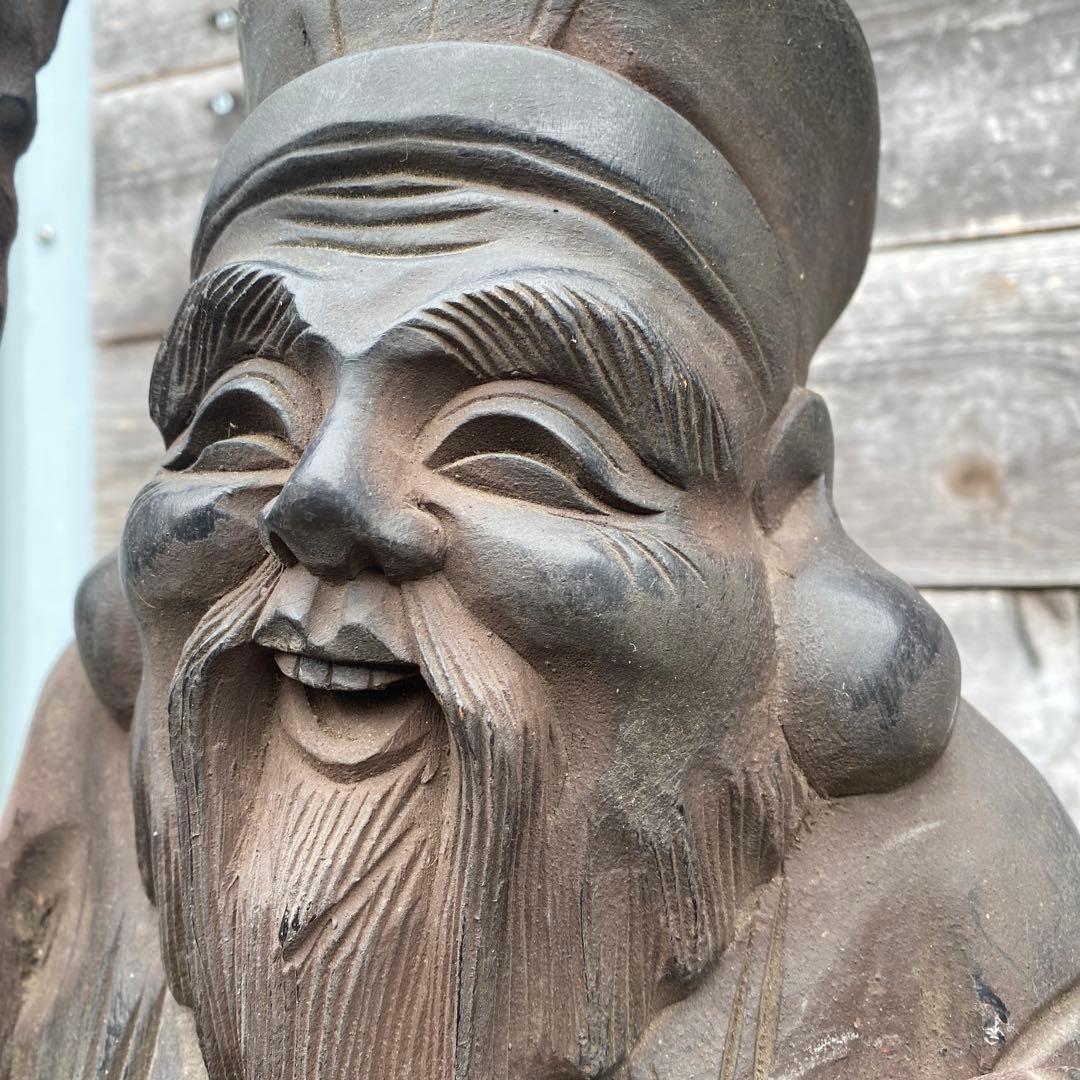 木彫　寿老人　七福神　縁起物　高さ61cm 7.7kg