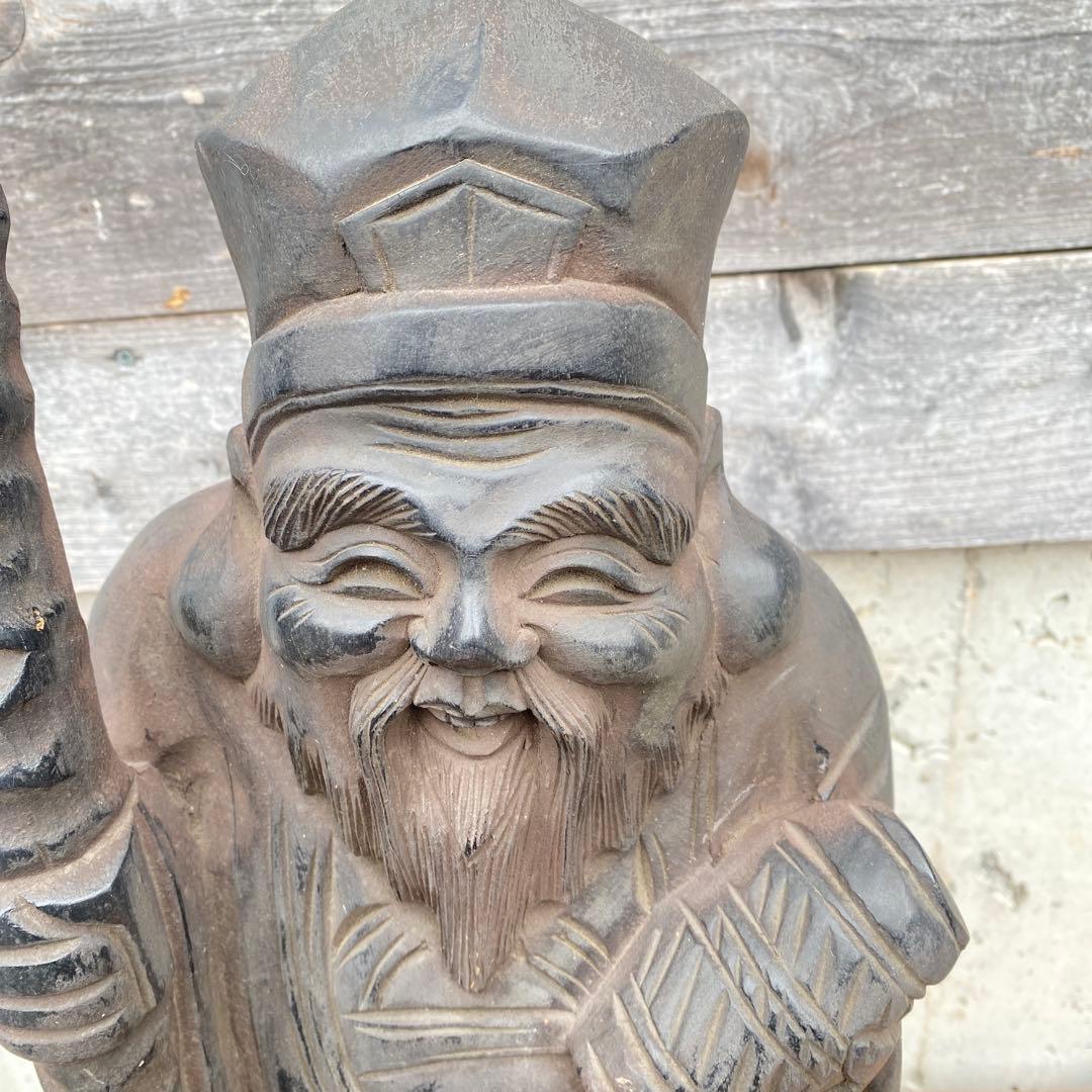 木彫　寿老人　七福神　縁起物　高さ61cm 7.7kg