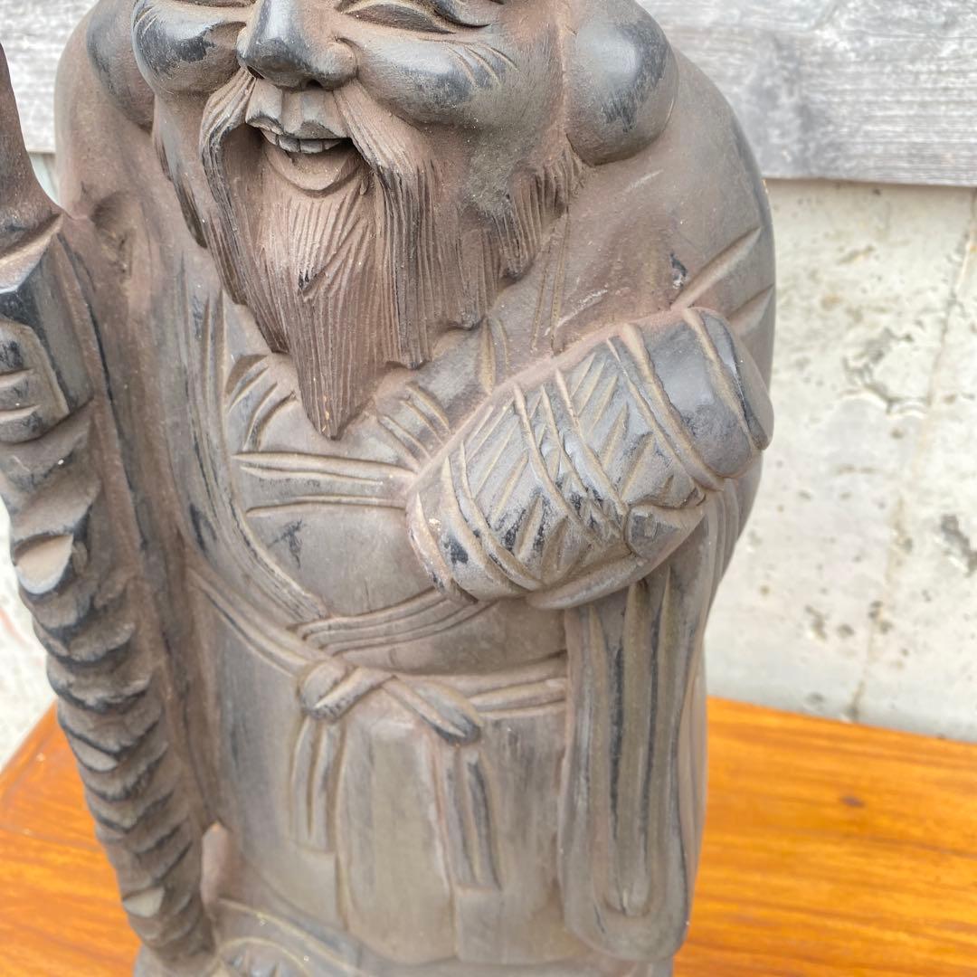 木彫　寿老人　七福神　縁起物　高さ61cm 7.7kg