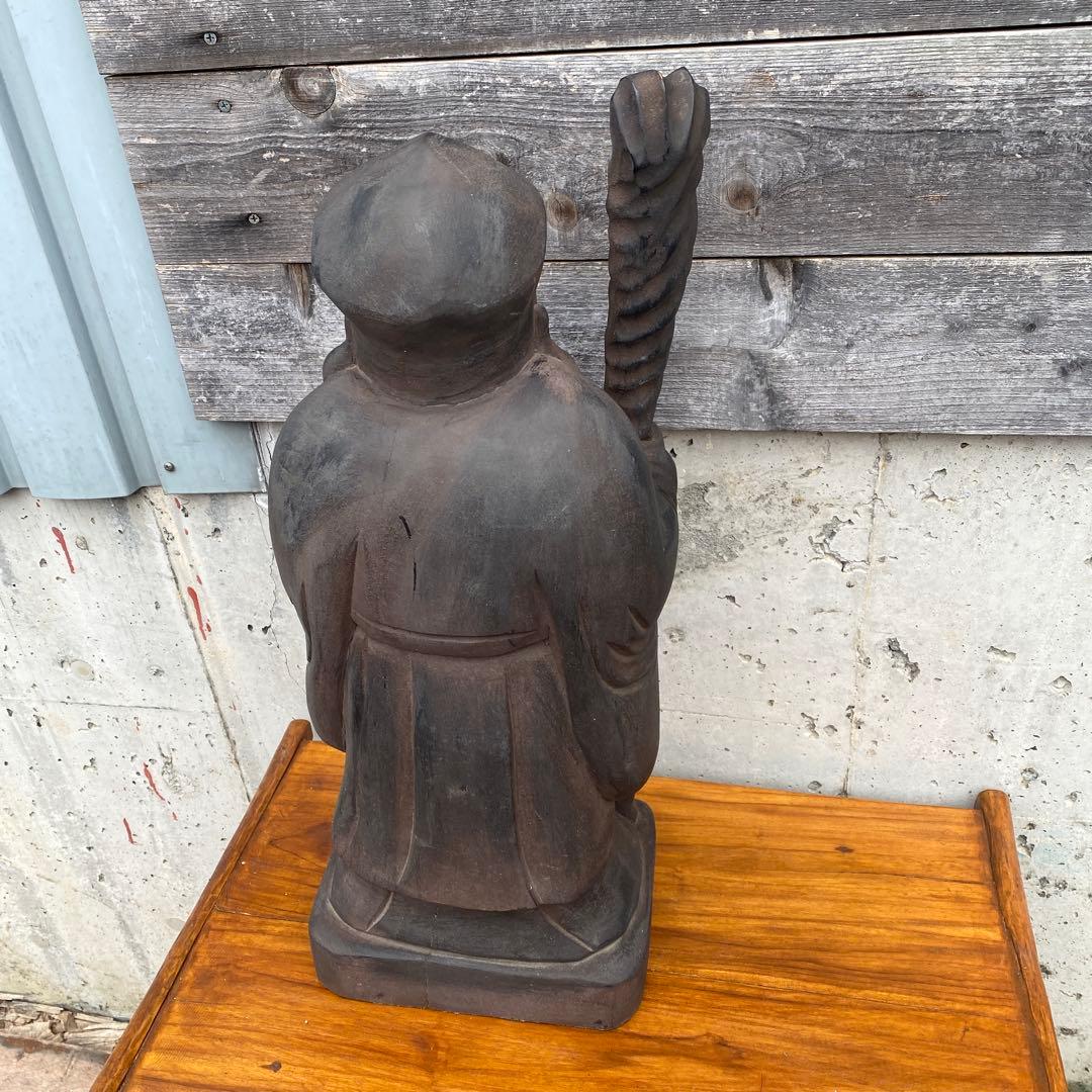 木彫　寿老人　七福神　縁起物　高さ61cm 7.7kg