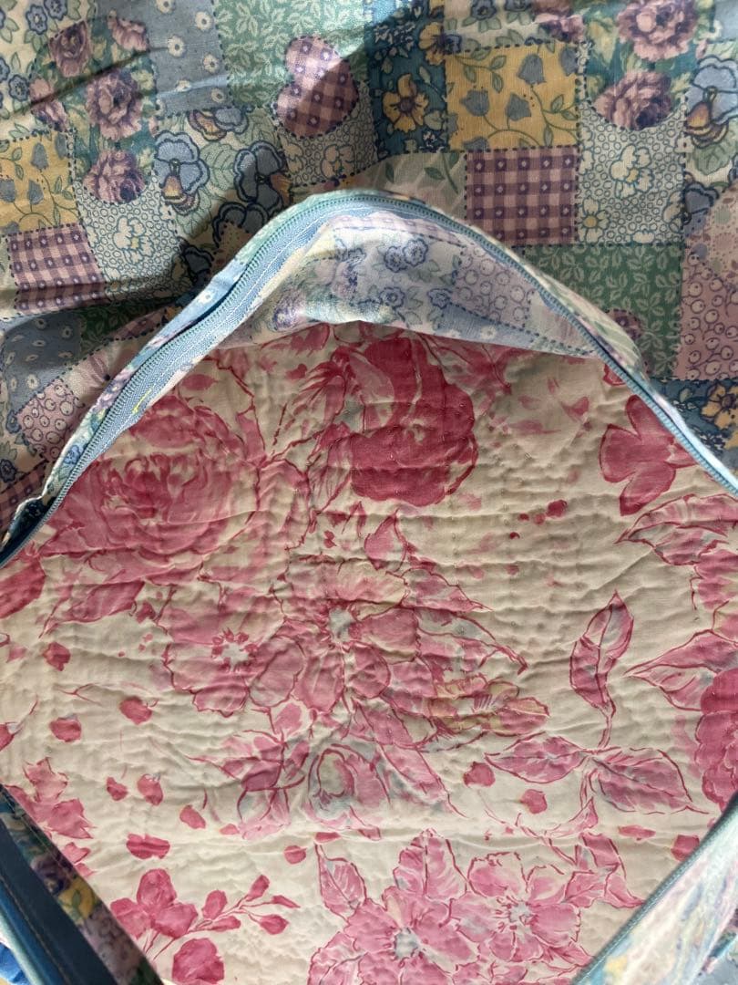 ハンドメイド 円形キルトクッションカバー 直径約44cm 2枚セット