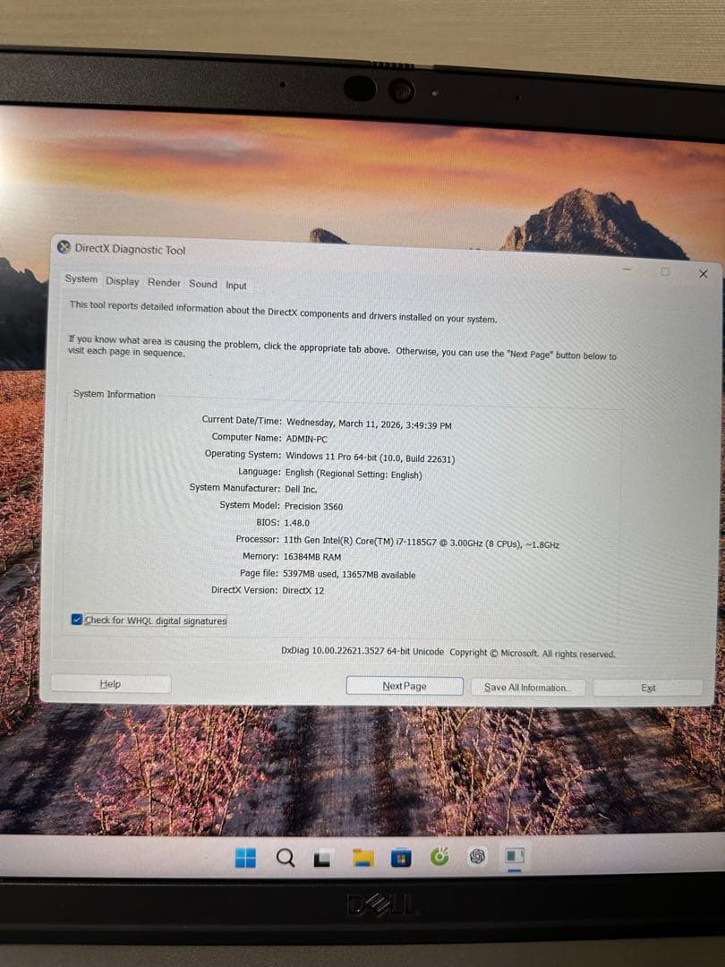 Windowsノート本体 Dell precision 3560 i7-1185G7Ndivia T500