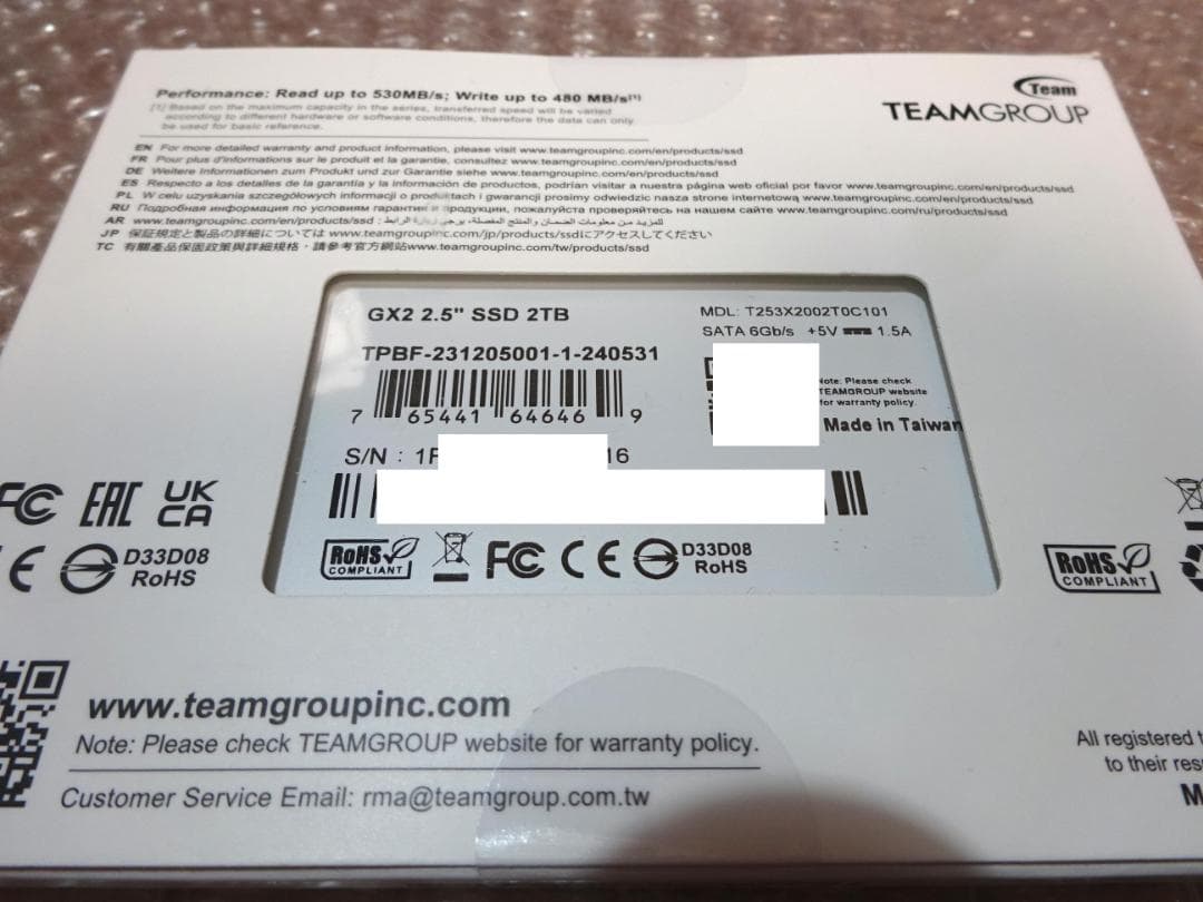 新品 TeamGroup GX2 2TB SSD 3D NANDA SLC