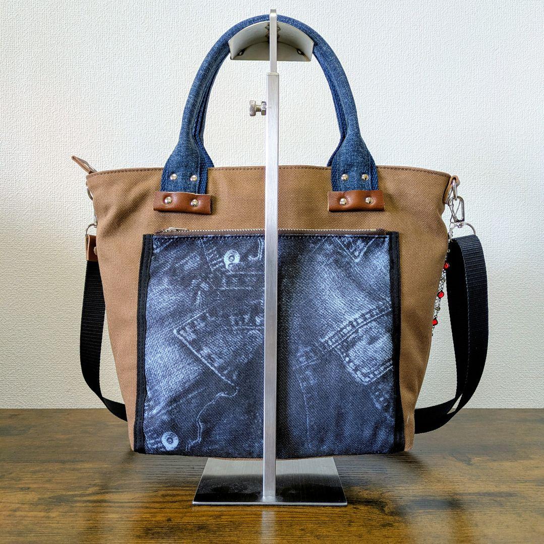 一点物 デニムリメイク2wayバッグ 薔薇×レースアップ ロック