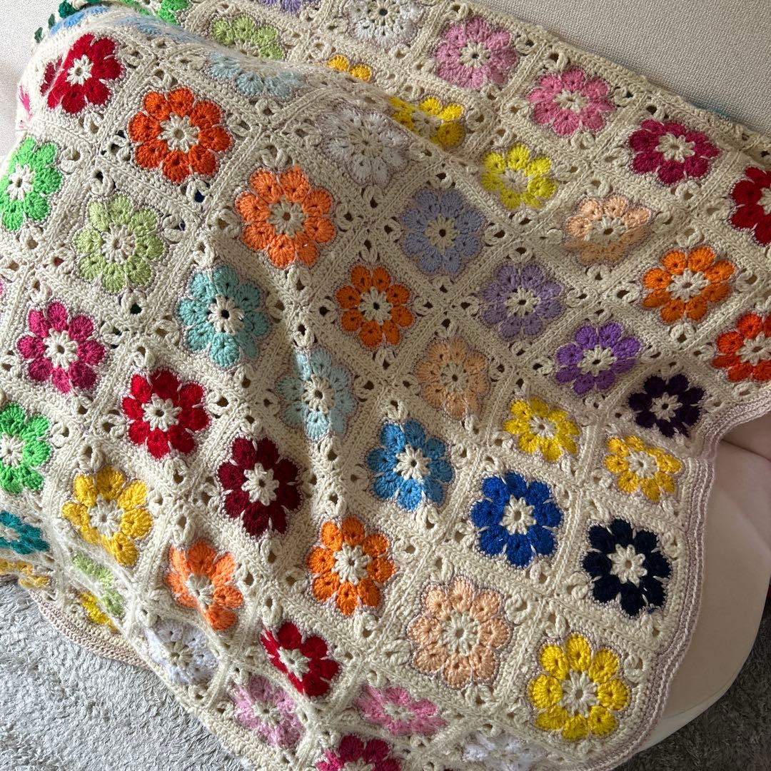 モチーフ編み ブランケット ベッドカバー マルチカバー ハンドメイド