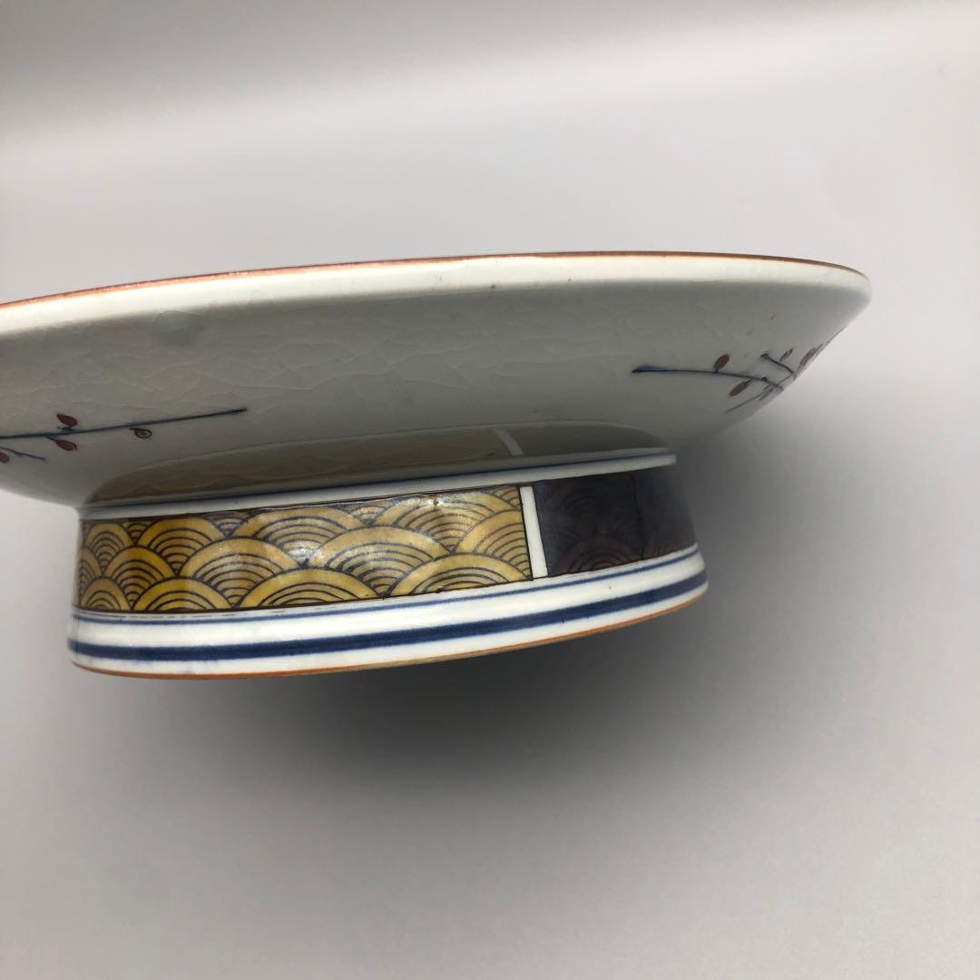 希少美品 九谷焼 古九谷 松雲堂 松本佐吉作飾り大皿24cm骨董品ビンテージ食器