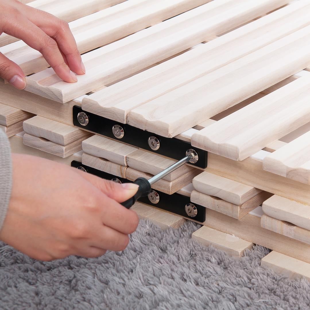 すのこベッド 折りたたみ 天然桐 二つ折り ベッドフレーム 2折桐木床 S