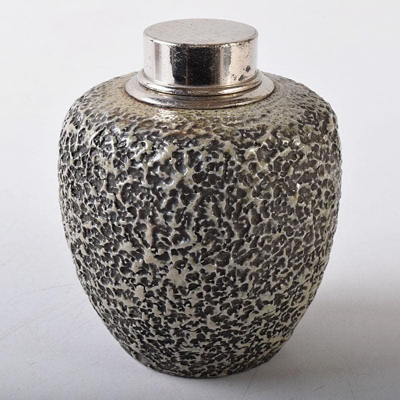 茶道具　備前焼　青備前　森陶岳造　茶壷　共箱　V　R8405