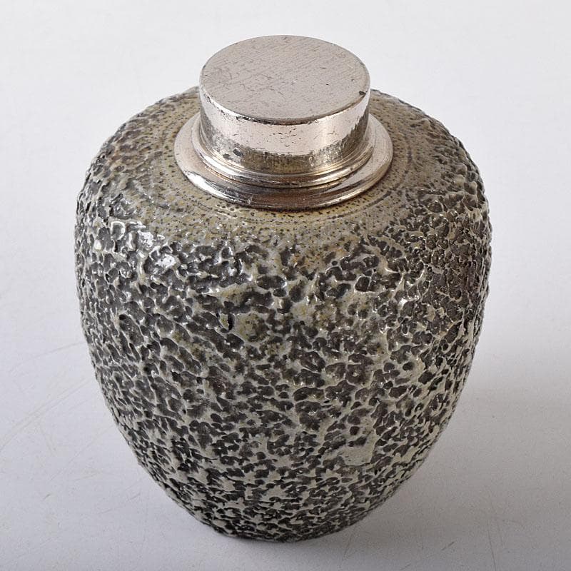 茶道具　備前焼　青備前　森陶岳造　茶壷　共箱　V　R8405