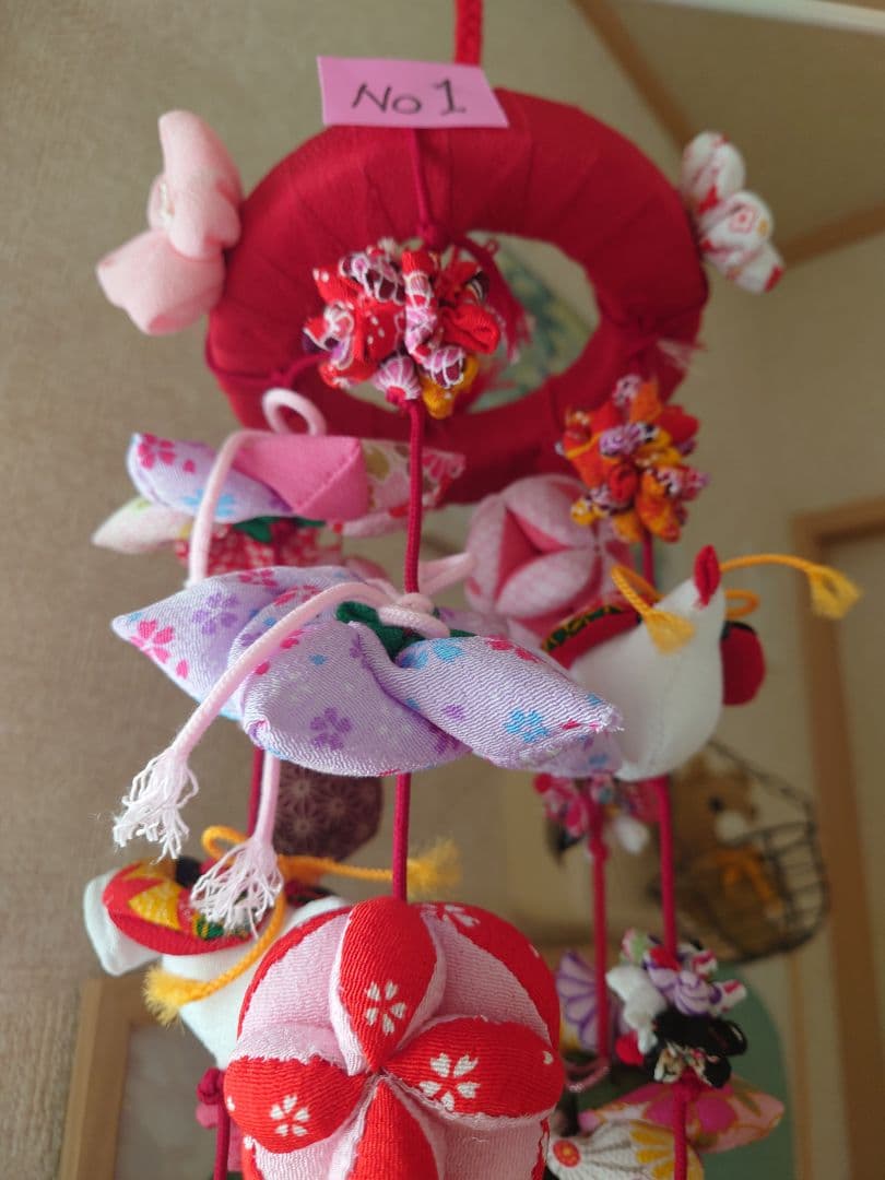 極美品　ハンドメイドひでばあちゃん作の縁起物のつるし雛　Ｎｏ．１