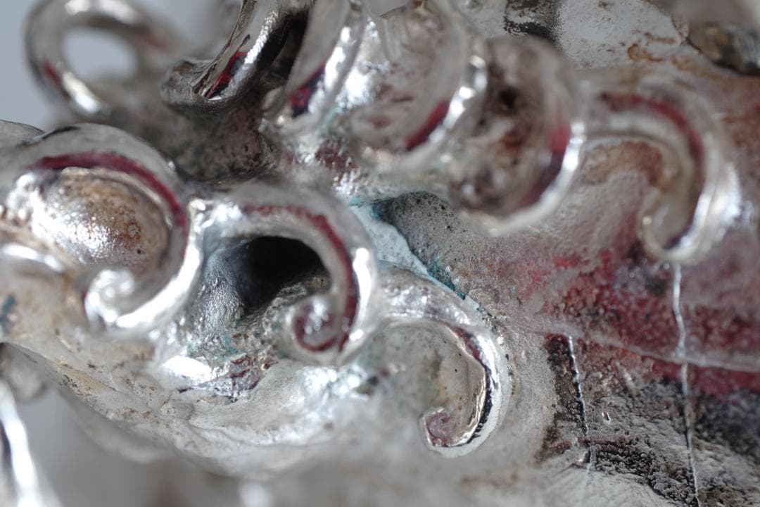 高岡銅器 須賀月芳作 洋銀 龍紋鳳凰耳青龍摘香炉 証書 共箱