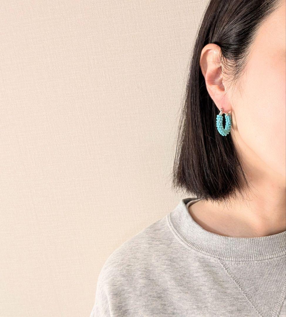 big turquoise✕silverピアス