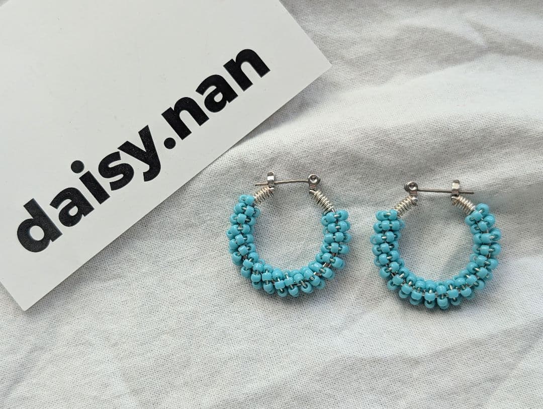 big turquoise✕silverピアス