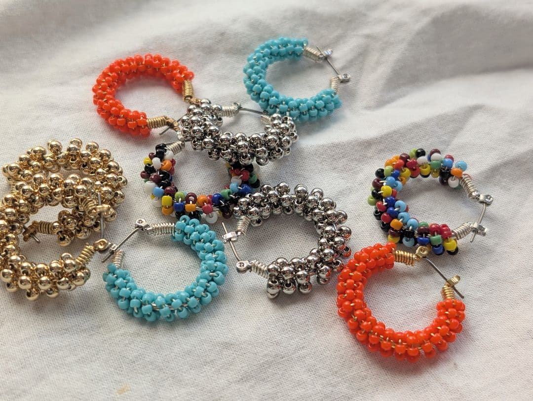 big turquoise✕silverピアス