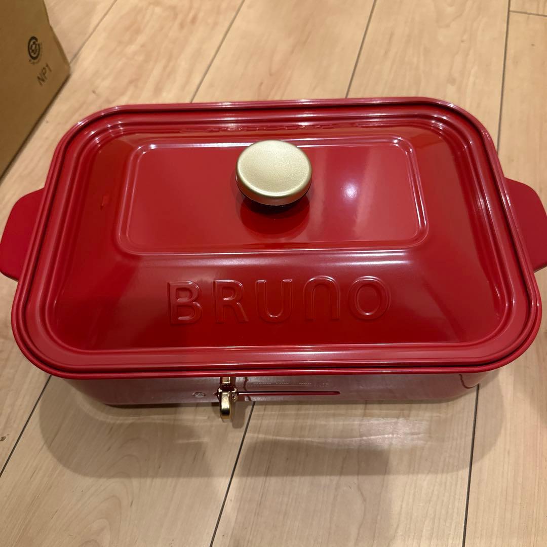 BRUNO コンパクトホットプレート レッド たこ焼きプレート付き