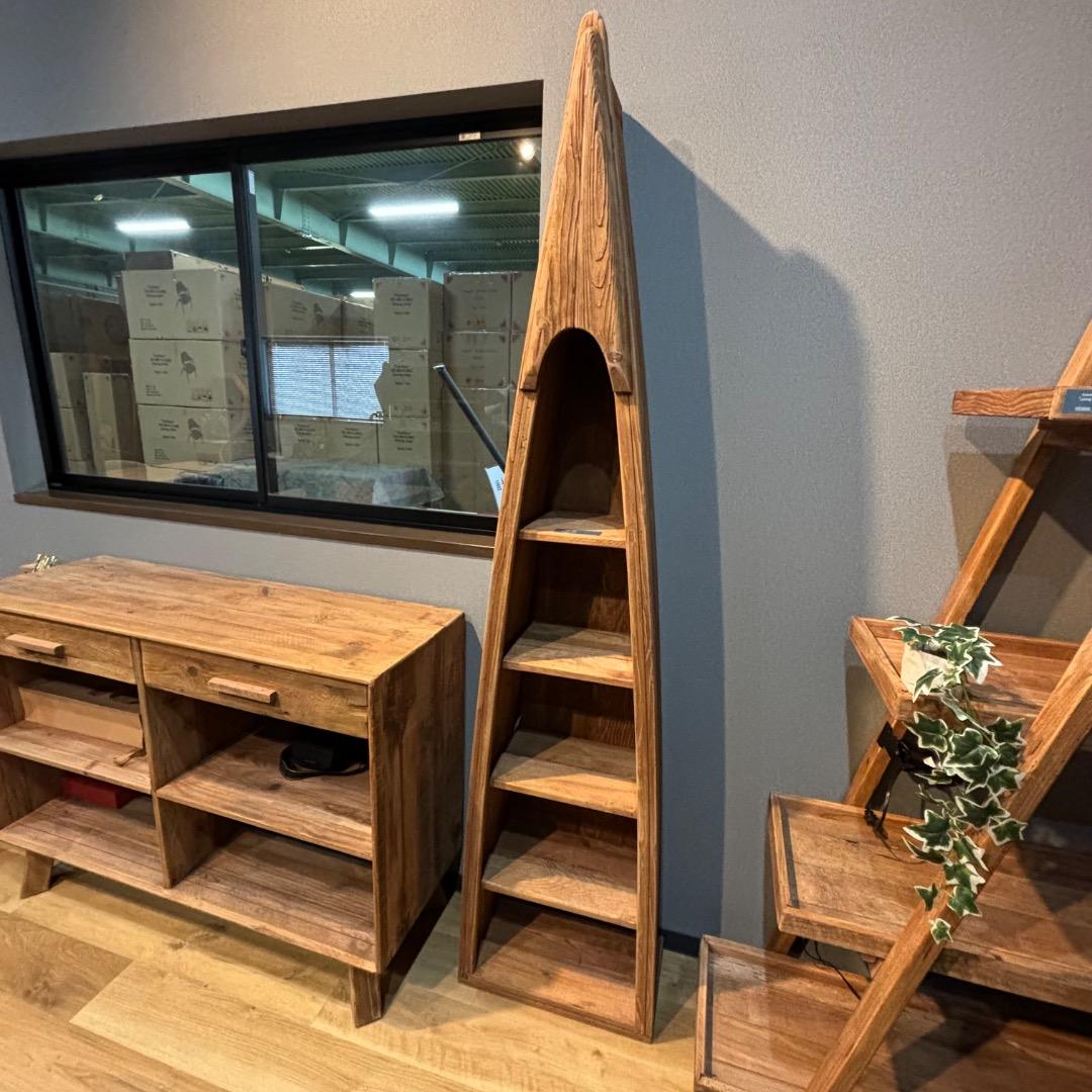 ラック　シェルフ　木製　天然木　ボートラック　カヌー　古材　レトロ　お洒落