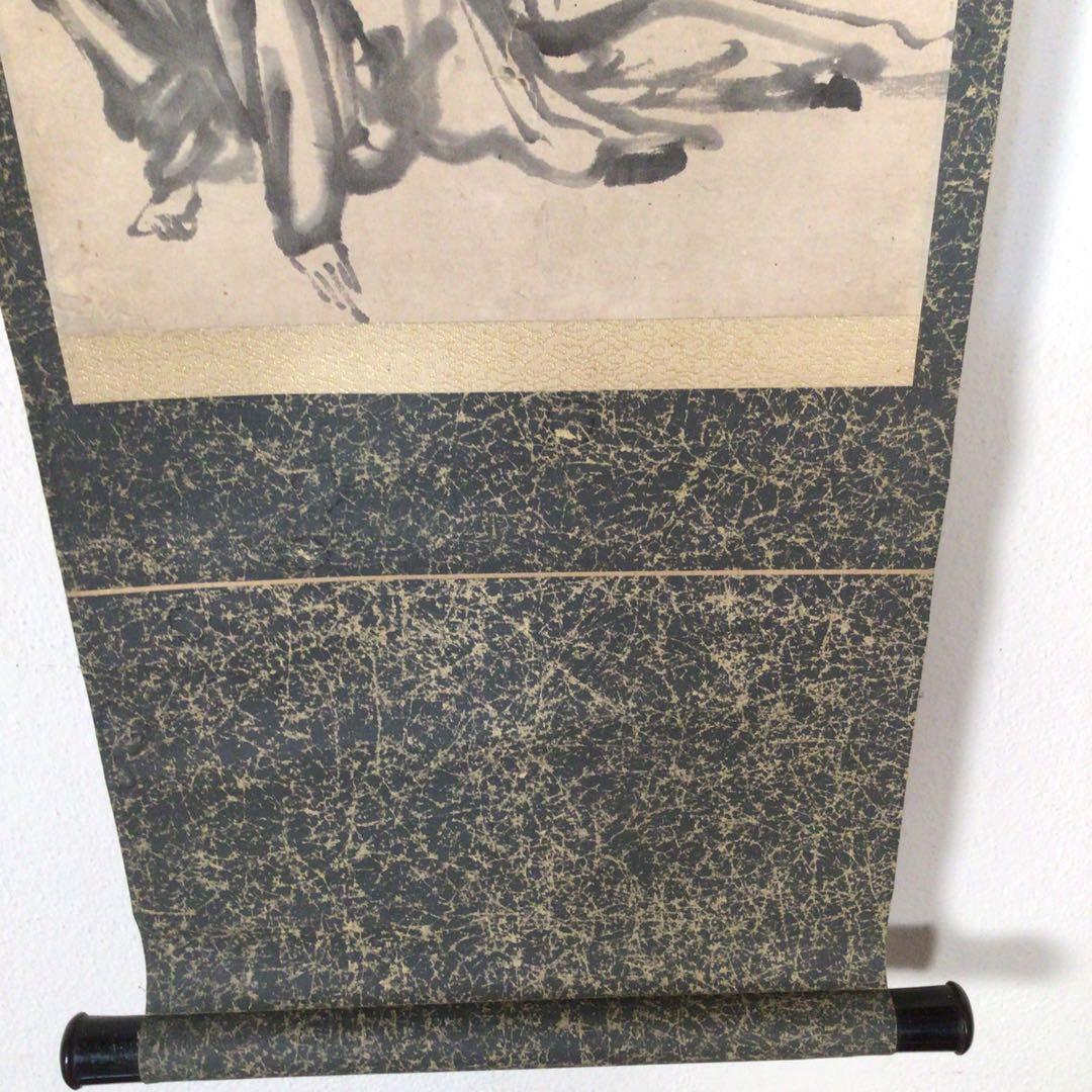 No3507掛軸　作者不詳　在銘　水墨人物図　紙本　古画　書画　古美術　送料無料