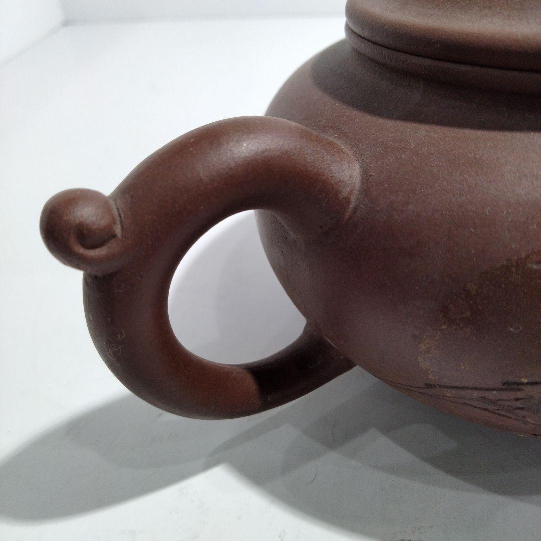 O85 中国古作　古い朱泥急須ふ　在銘刻印有　D