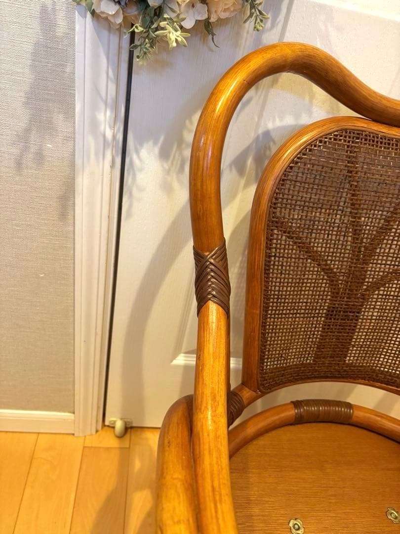 籐　ラタン　椅子　チェア　回転　アンティーク　レトロ