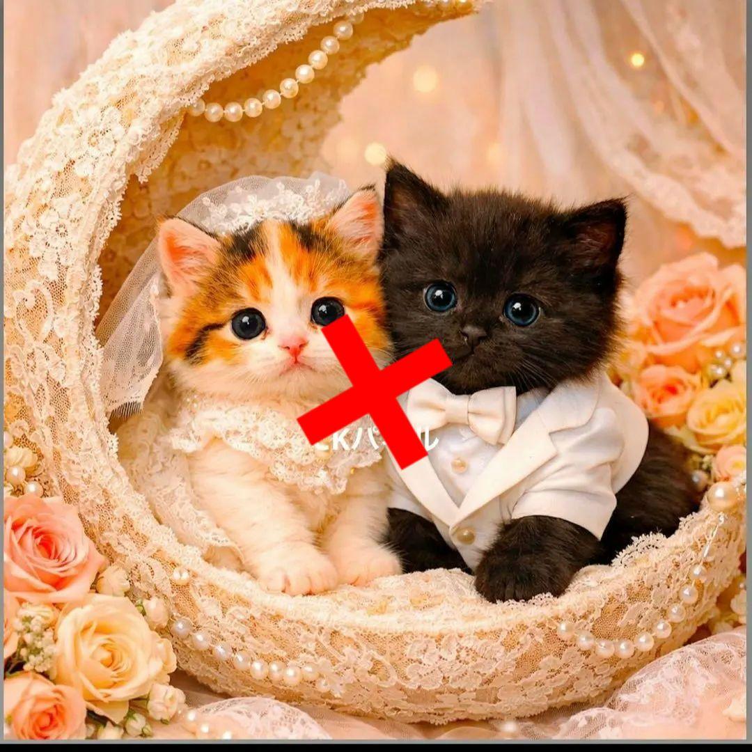 激レアウェディングねこパネル生地　ハンドメイド