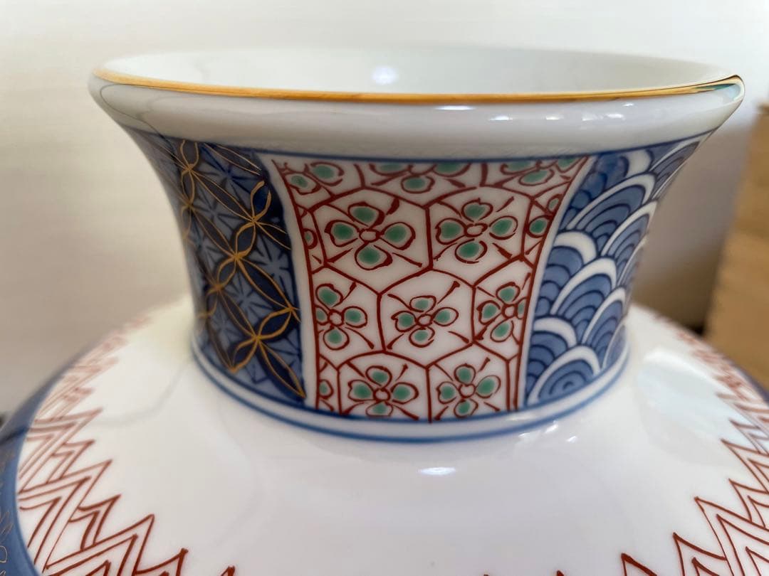 有田焼　古伊万里　鳳凰山水花瓶　中胴　弥左ヱ門窯