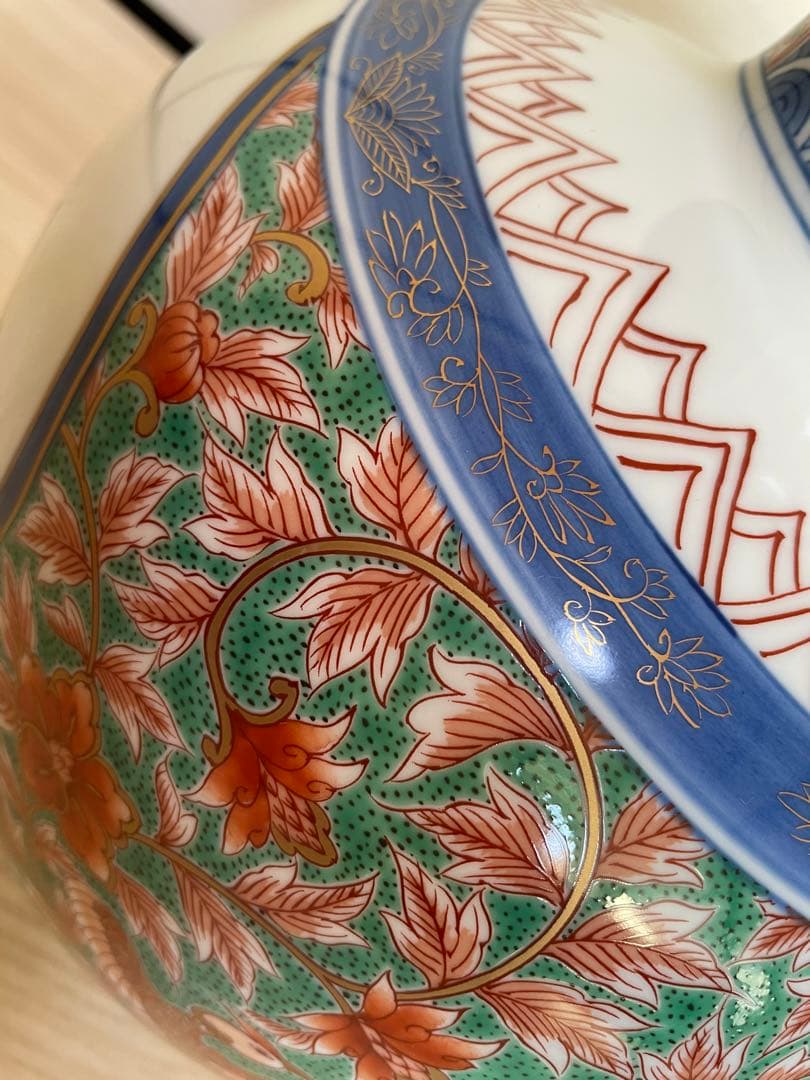 有田焼　古伊万里　鳳凰山水花瓶　中胴　弥左ヱ門窯