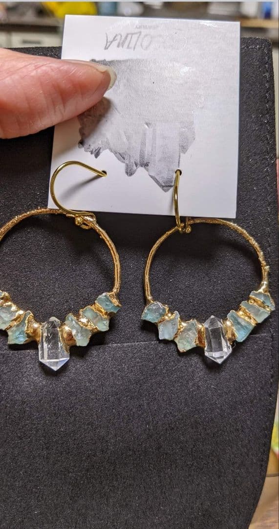 ハーキマーとアパタイトのピアス