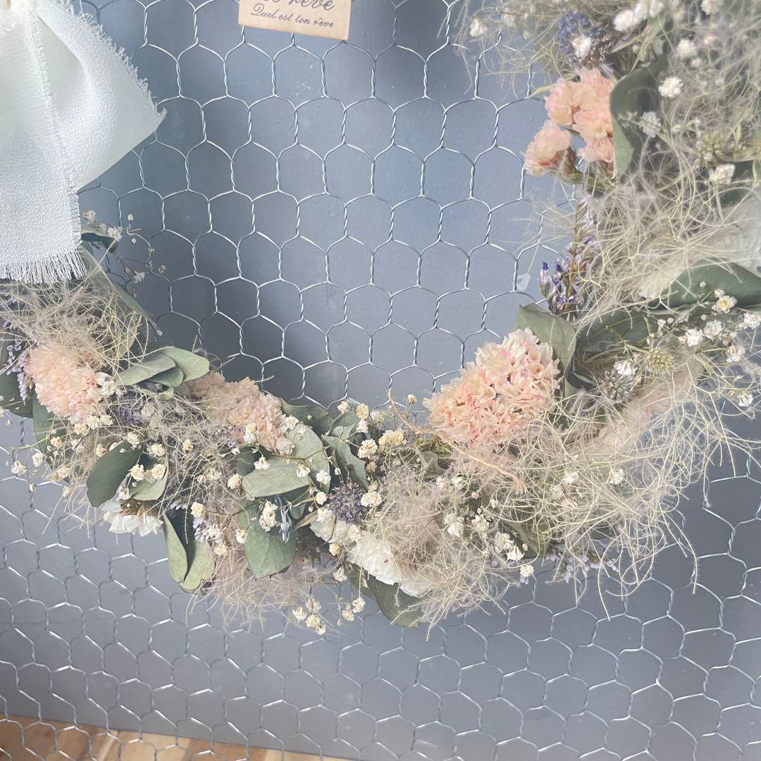 ！完売！　ふわふわスモークツリーのリース　green