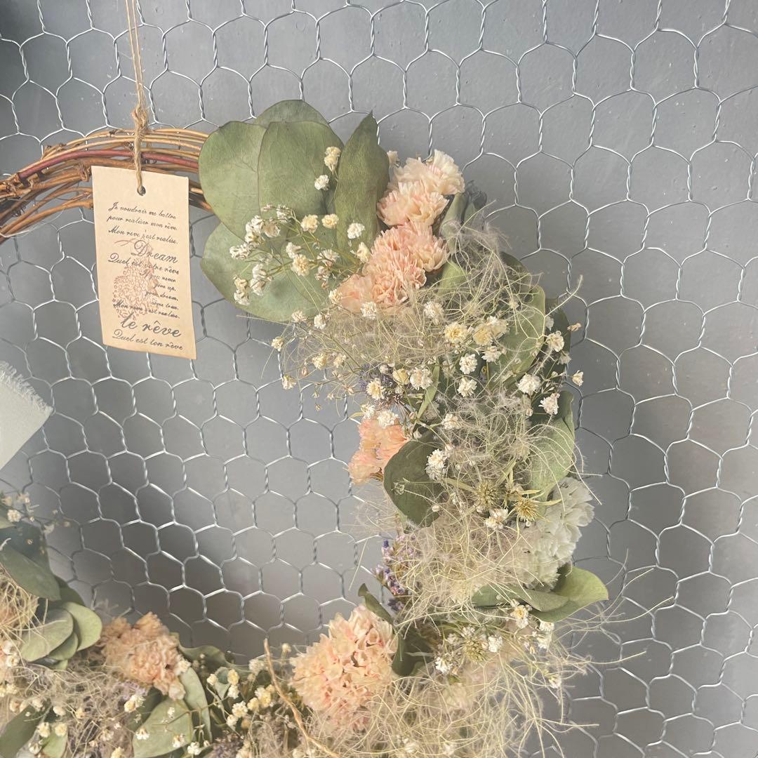 ！完売！　ふわふわスモークツリーのリース　green