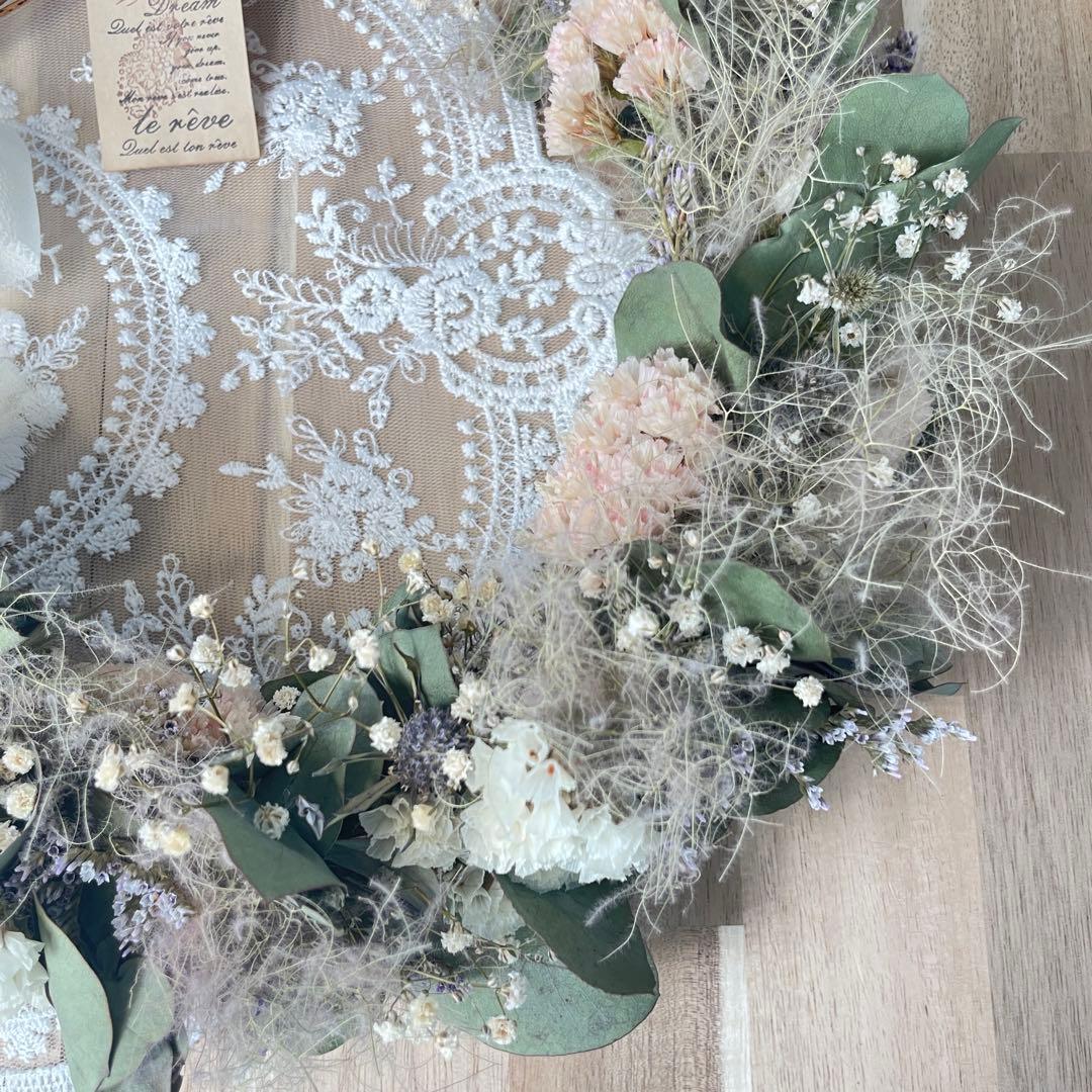 ！完売！　ふわふわスモークツリーのリース　green