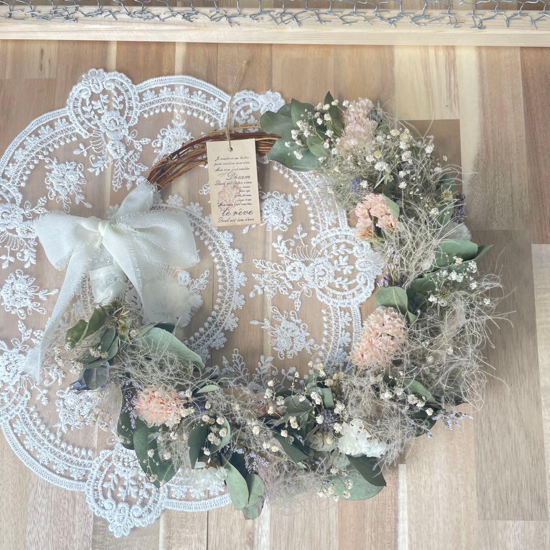 ！完売！　ふわふわスモークツリーのリース　green