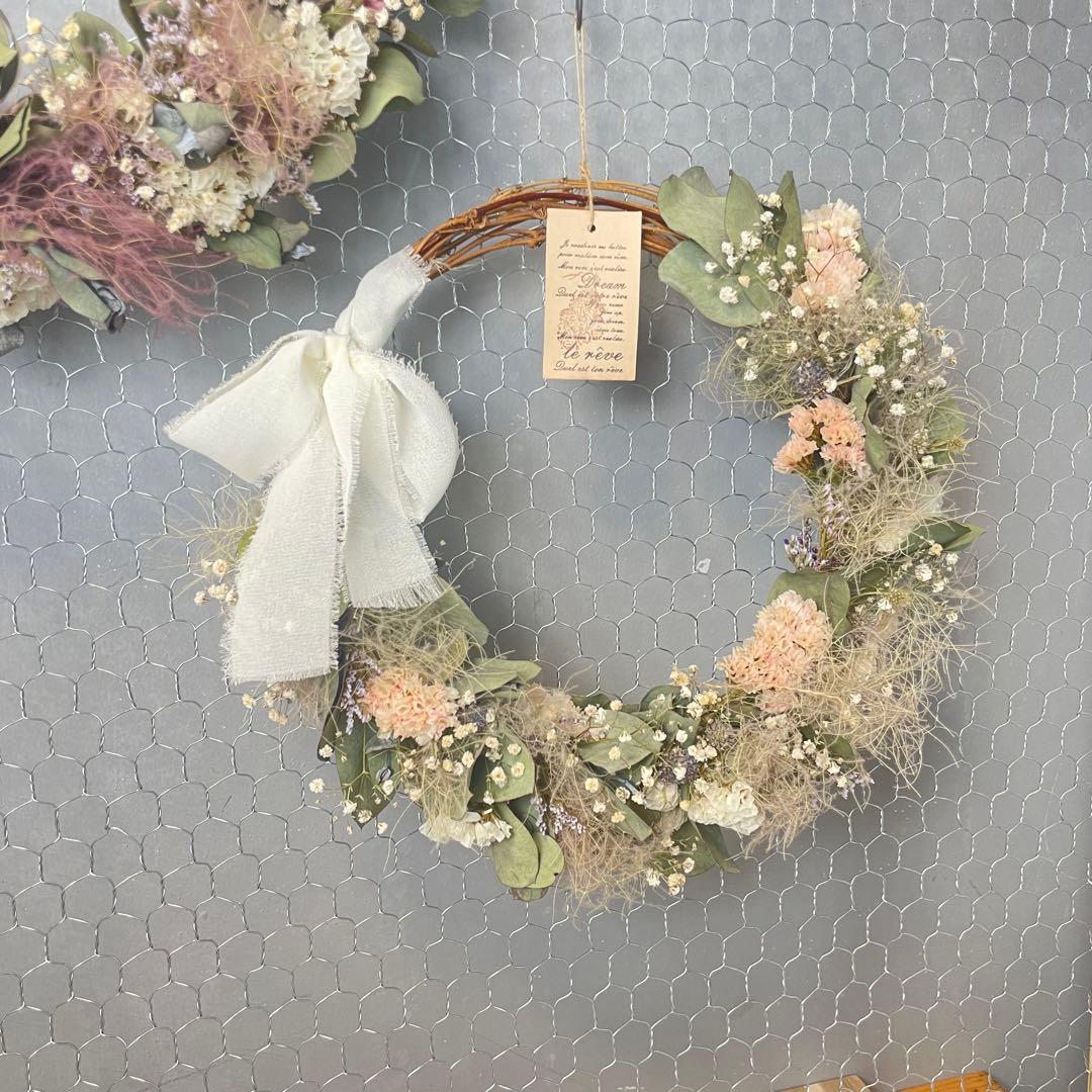 ！完売！　ふわふわスモークツリーのリース　green