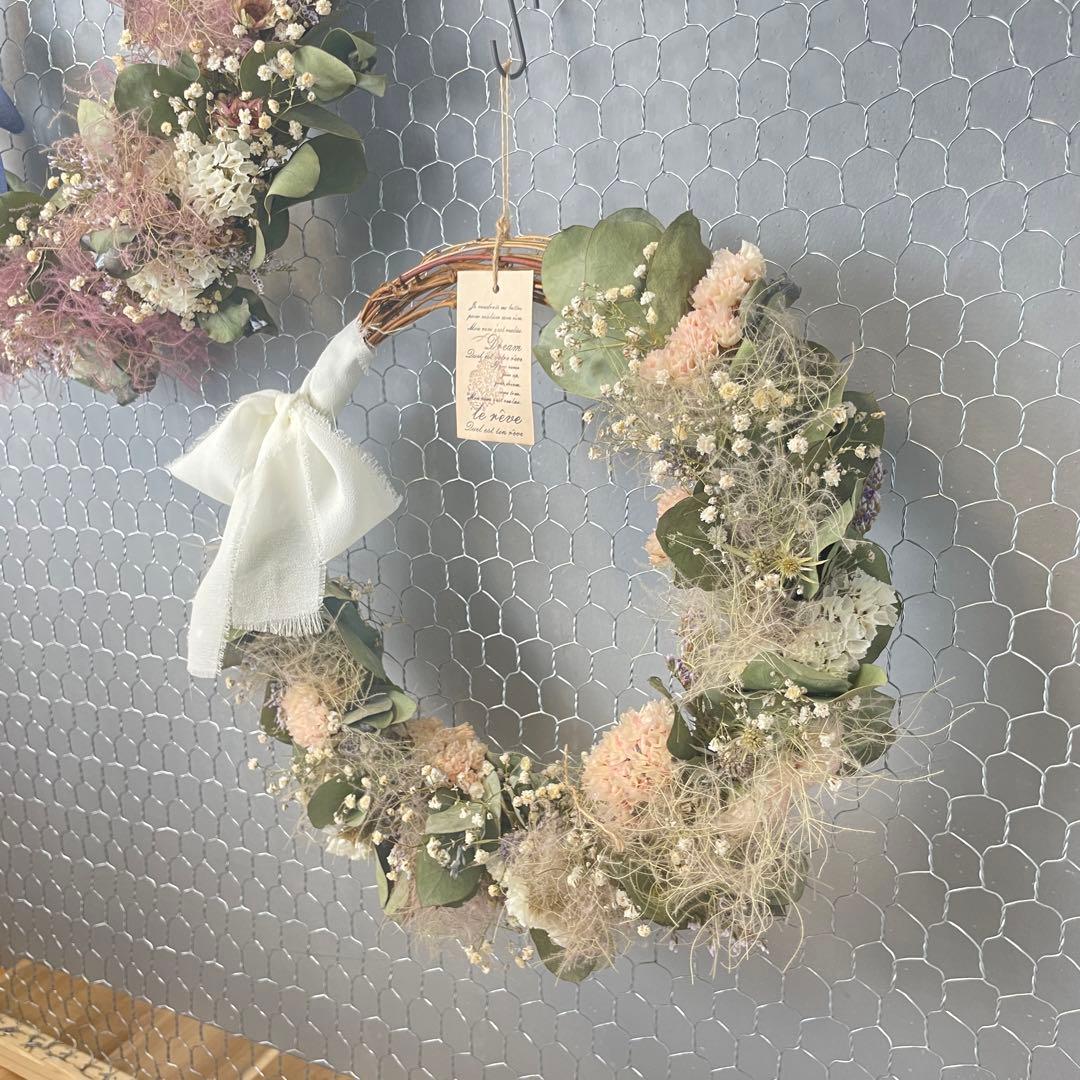 ！完売！　ふわふわスモークツリーのリース　green