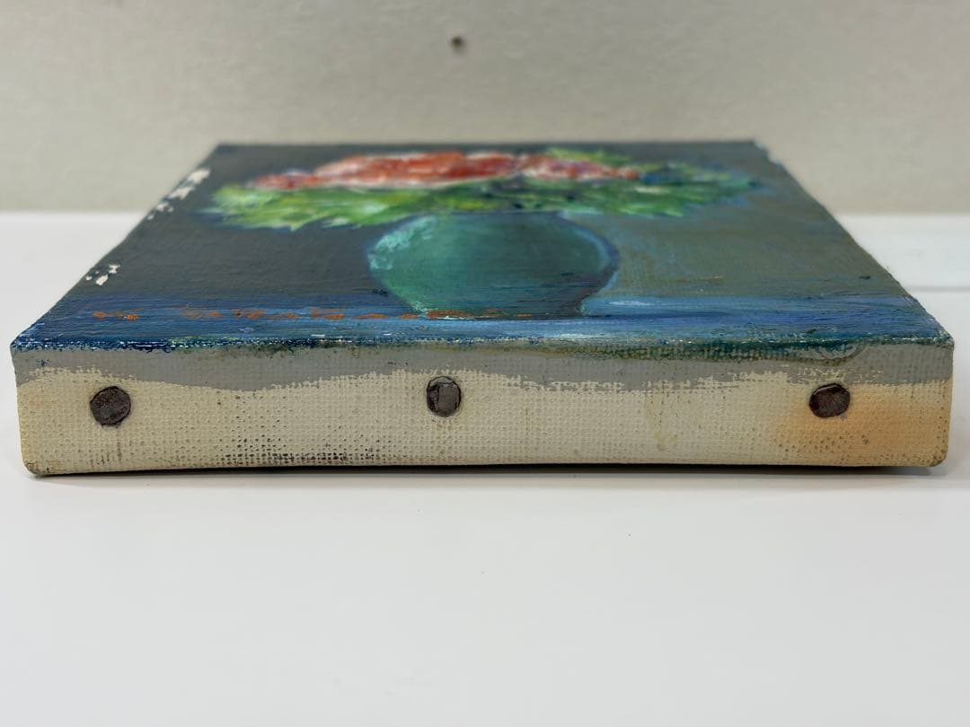 高橋一善 花 油絵 額縁なし 現状品