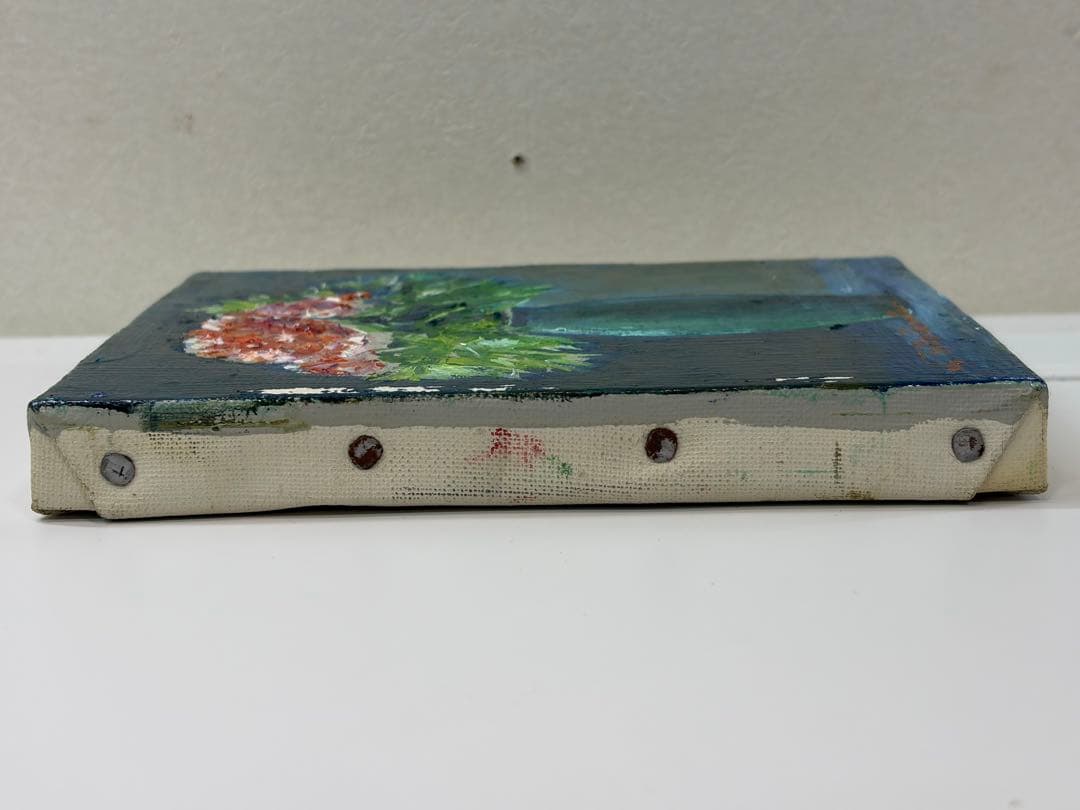 高橋一善 花 油絵 額縁なし 現状品