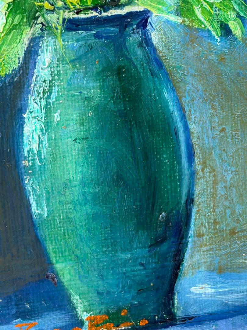 高橋一善 花 油絵 額縁なし 現状品