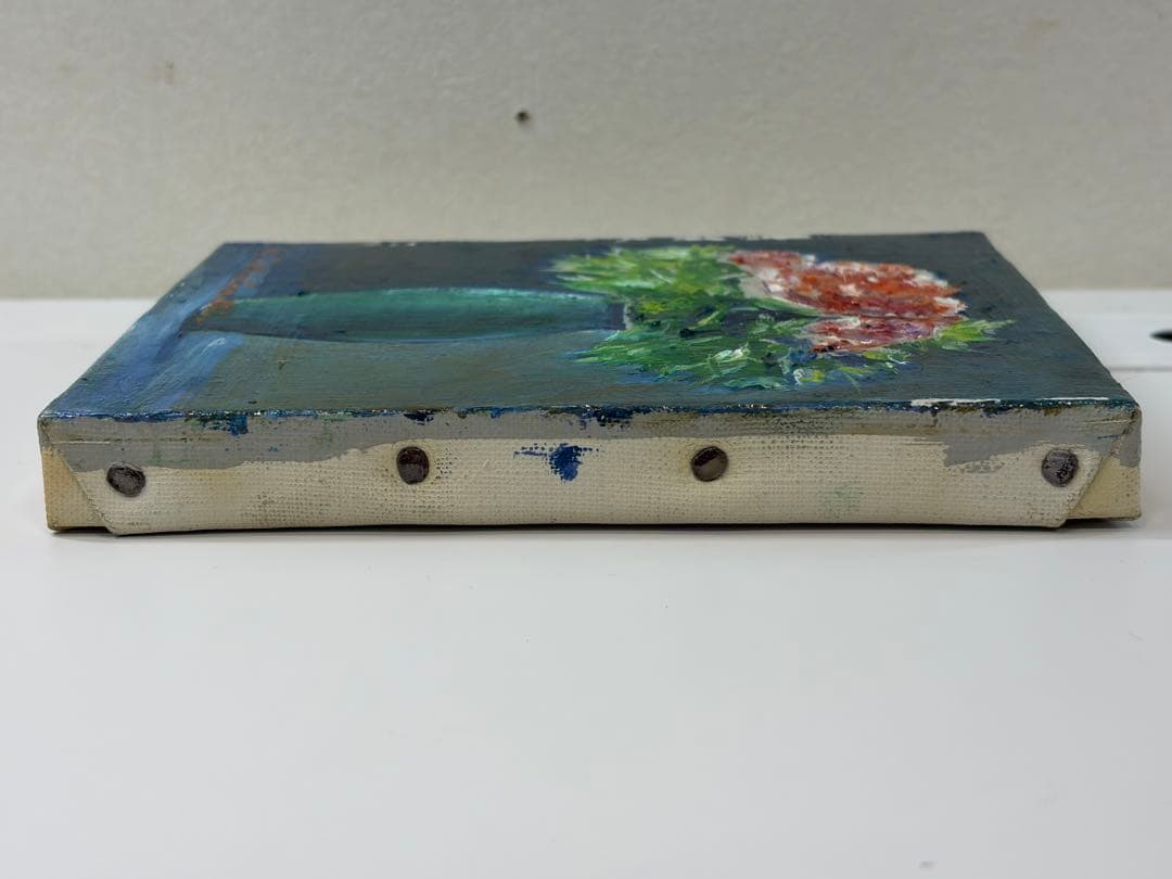 高橋一善 花 油絵 額縁なし 現状品