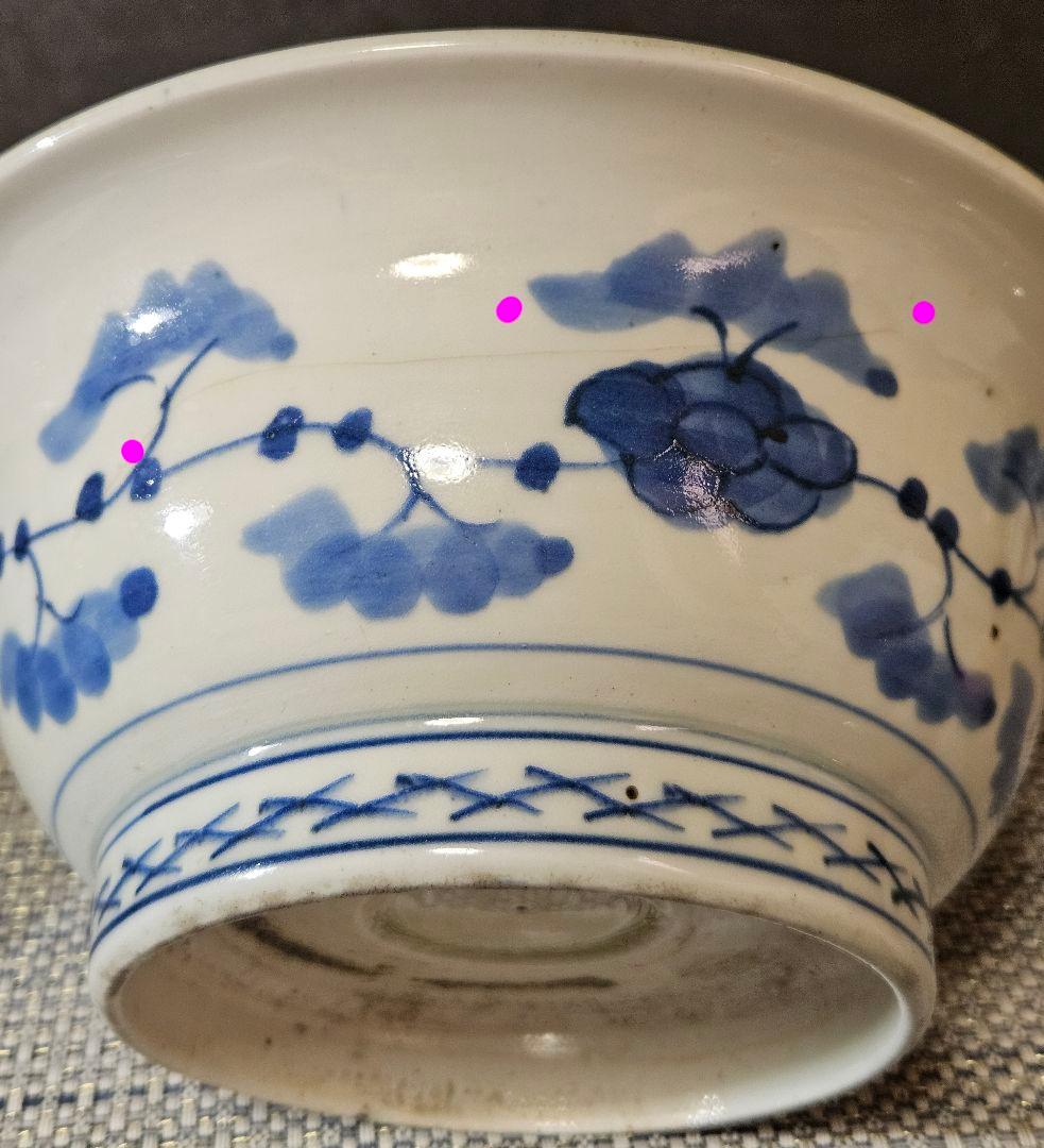 【図変わり古伊万里❗】江戸時代後期　 染付　花の図　18.7cm鉢　茶道具菓子鉢